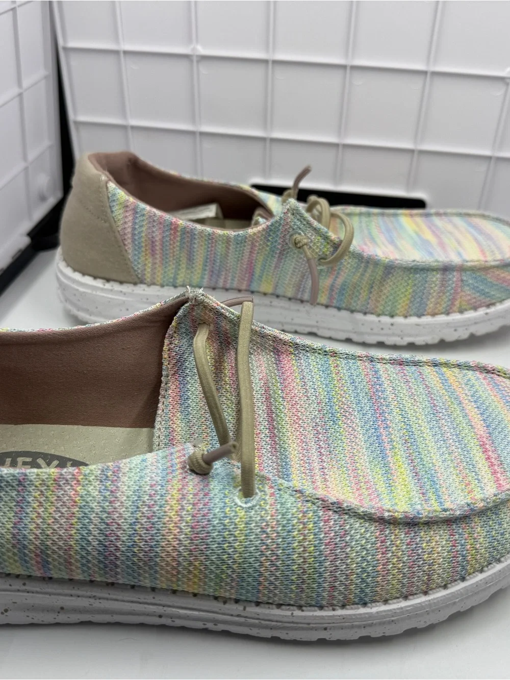 Rainbow Multicolor Heydude Wendy Sox Knit Slip-On Flats - Loafers or Boat Shoe